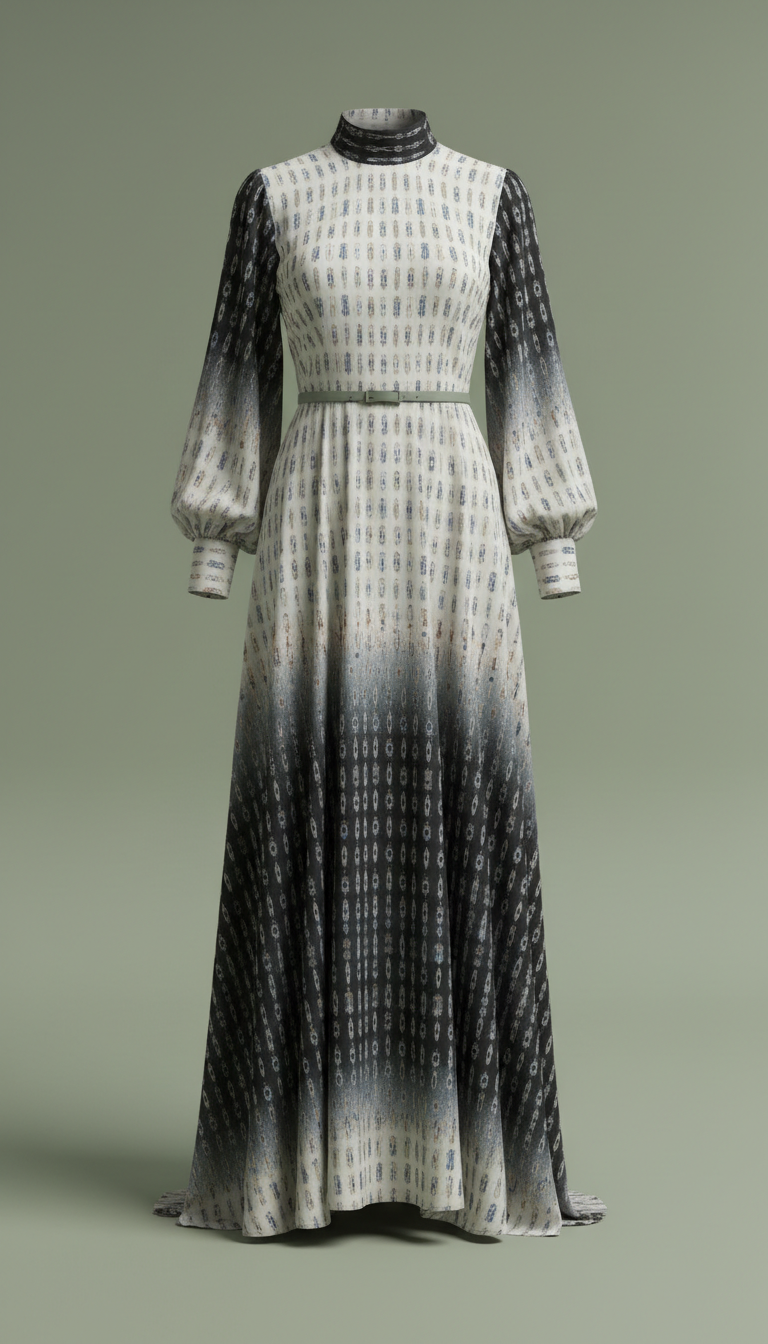 Monochrome Dress in Fluid Crepe