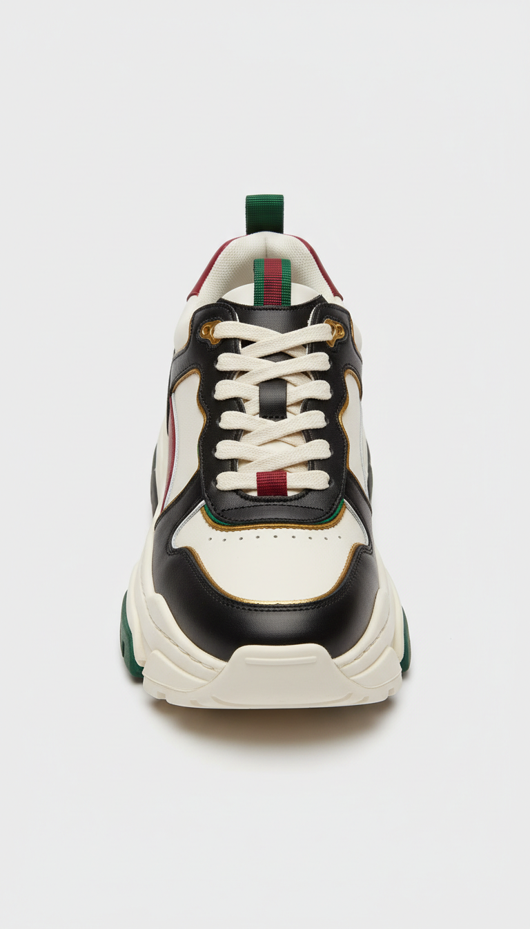 Chunky Leather Sneaker Contrast Sole